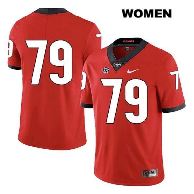 Women's Georgia Bulldogs NCAA #79 Isaiah Wilson Nike Stitched Red Legend Authentic No Name College Football Jersey MHW4354SL